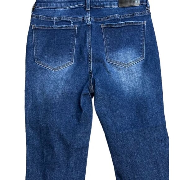 ALEX High Rise Curvy Straight Ankle Jeans in Dark Distressed Wash Size 8 - Picture 5 of 6